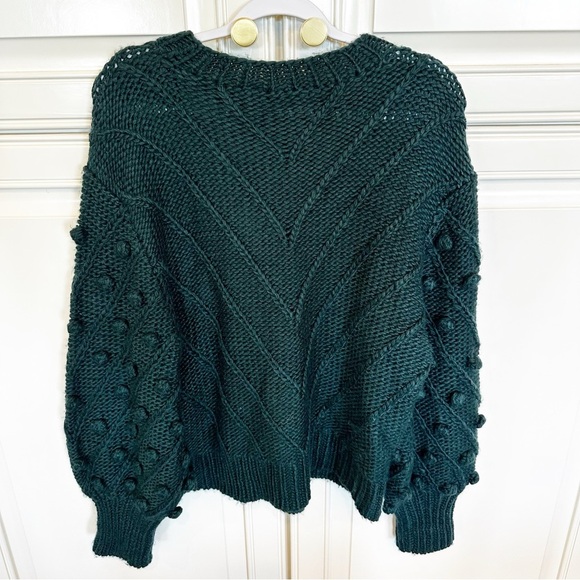 Anthropologie C/MEO Collective Pom Pom Trims Evergreen Women’s Knit Sweater L - Picture 13 of 13